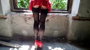 Stockings, High Heels and Red Panties
