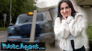 Public Agent Petite British Brunette Sucks and Fucks after nearly getting Run over by a Runaway Taxi